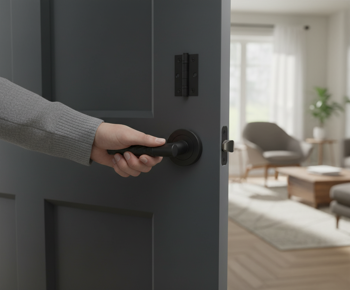 Round Rose Lever Door Handle Set