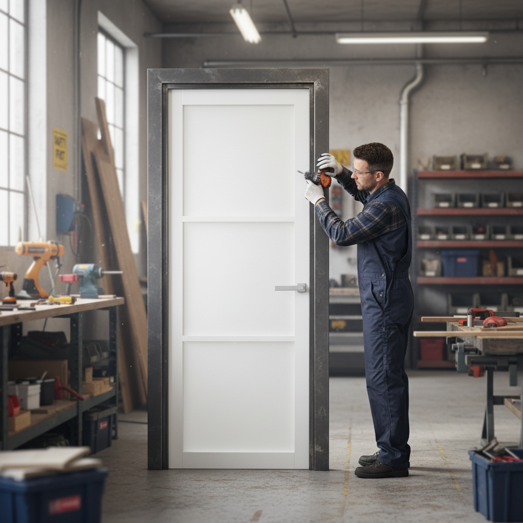 Internal Primed Industrial 3 Panel Door with Softwood Core