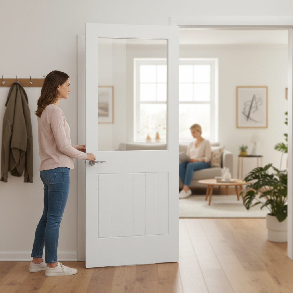 Premium Made-to-Measure Internal Cottage Door with Clear Glass Panel - Custom Sizes Available for Perfect Fit