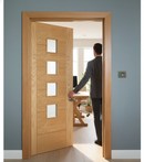 Premium Modern Profile Oak Architrave - 3" Solid Engineered Oak, Unfinished, 5 x 2.1M Double Sets for Door Enhancement