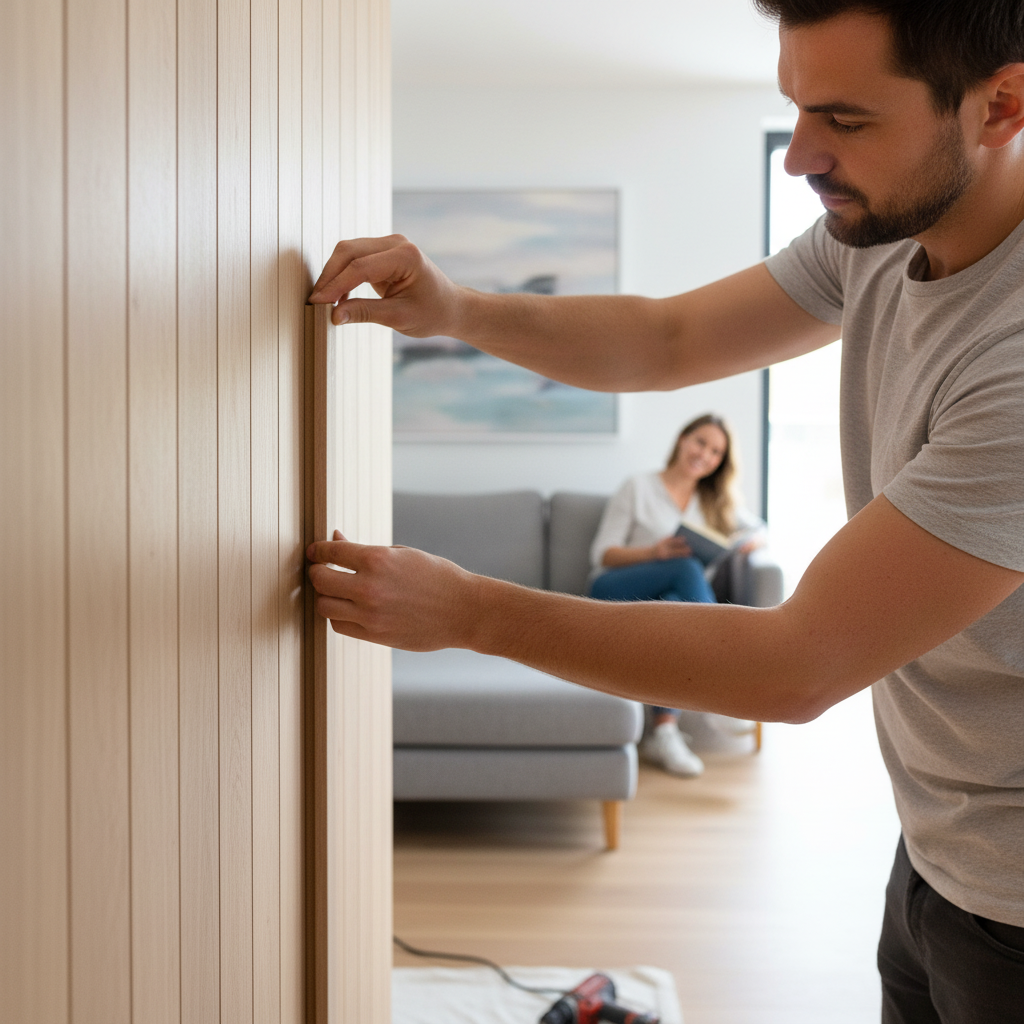 2.4m Wall Panelling Trim in Light Walnut Finish