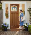 Premium Triple Glazed Hardwood External Door with Lead Glass Detail for Traditional Style Homes