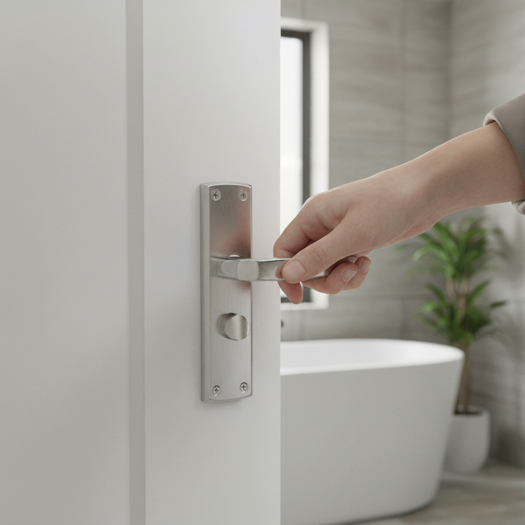 Two-Tone Bathroom Door Handle Set with Polished
