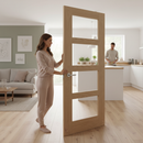 Premium Internal Clear Glazed Oak Shaker Door with Engineered Timber and Safety Glass
