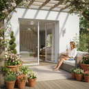 White Aluminium External French Patio Door with Clear Tem...