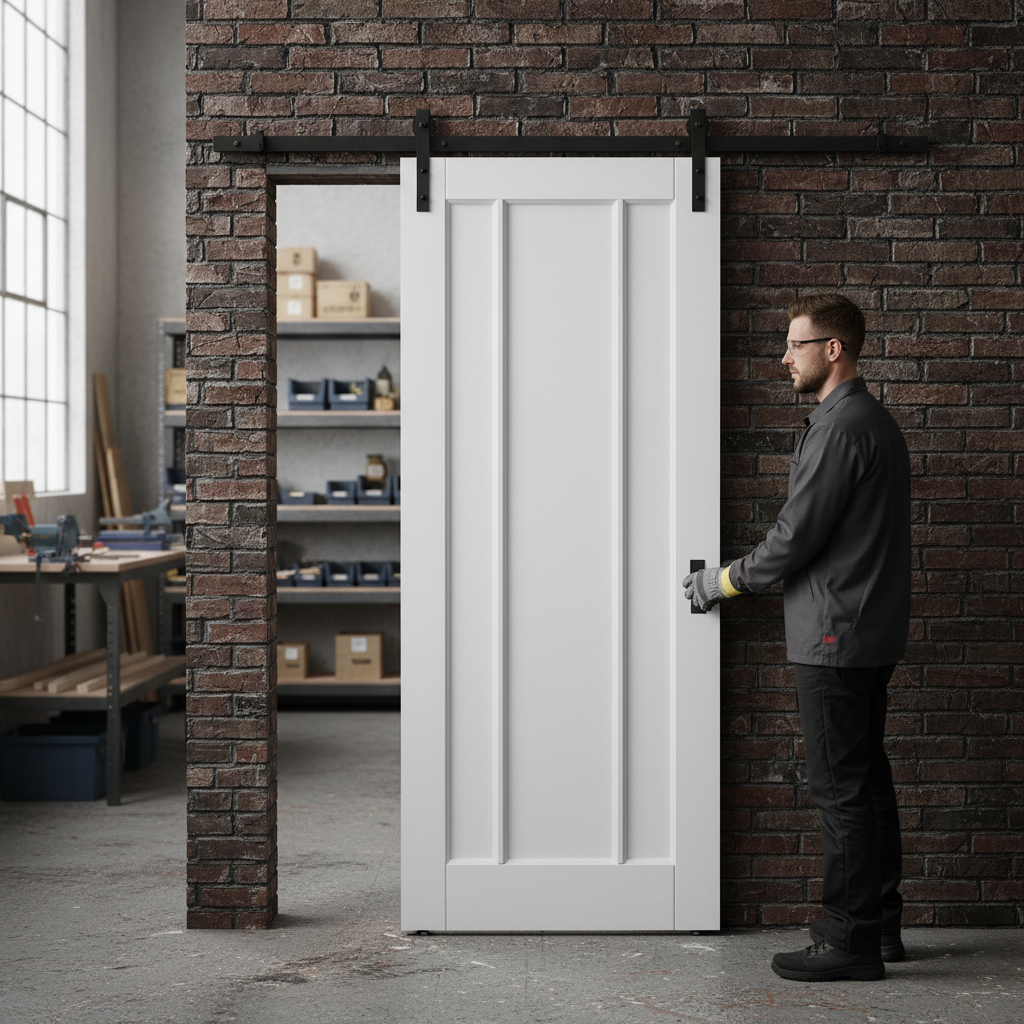 White Primed Internal 3 Panel Sliding Door