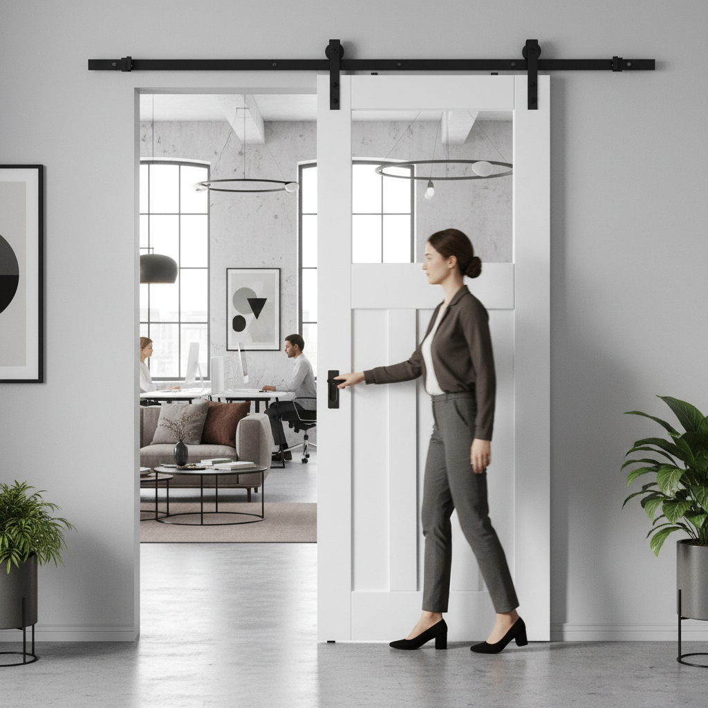 Internal Sliding Door with Clear Glass Panels and Black T...