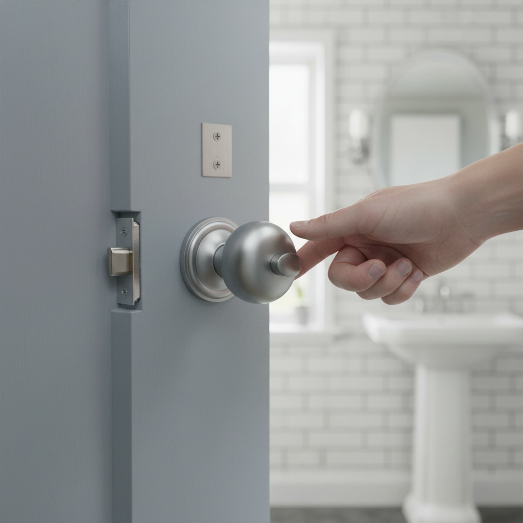 Satin Chrome Mushroom Mortice Bathroom Door Knob Set