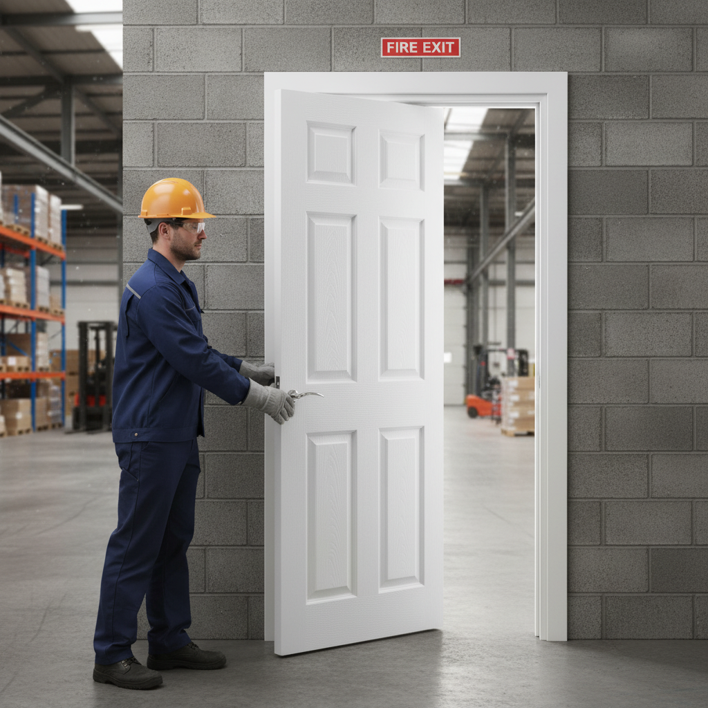 Premium Internal Moulded Lifestyle Textured Fire Door with 6 Panels, FD30 Fire Rating, and Double Primed Finish for Safety