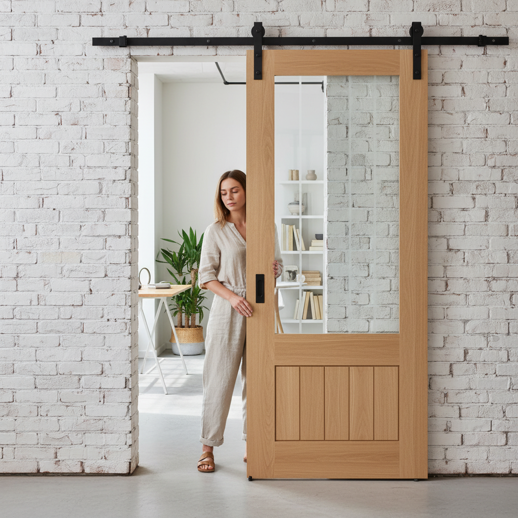 Internal Unfinished Sliding Door with Clear Glass