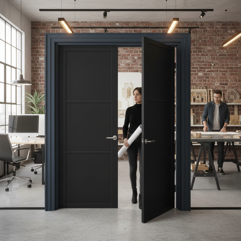 Fully Finished Industrial Studio 3 Panel Pair Door - Mode...