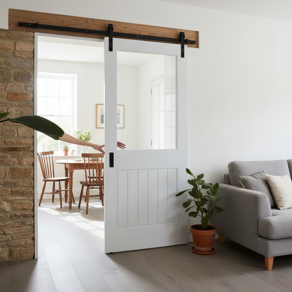 Internal Cottage Sliding Door 1 Panel Clear Glass
