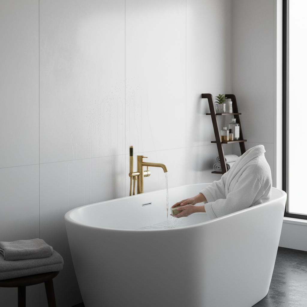 Waterproof Wall Panelling - White Lustre Stone Design, 80...