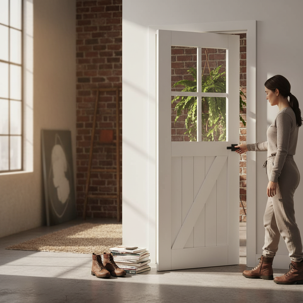 Premium Made-to-Measure Internal Barn Door with Clear Glass Panels - Custom Sizes for Perfect Fit