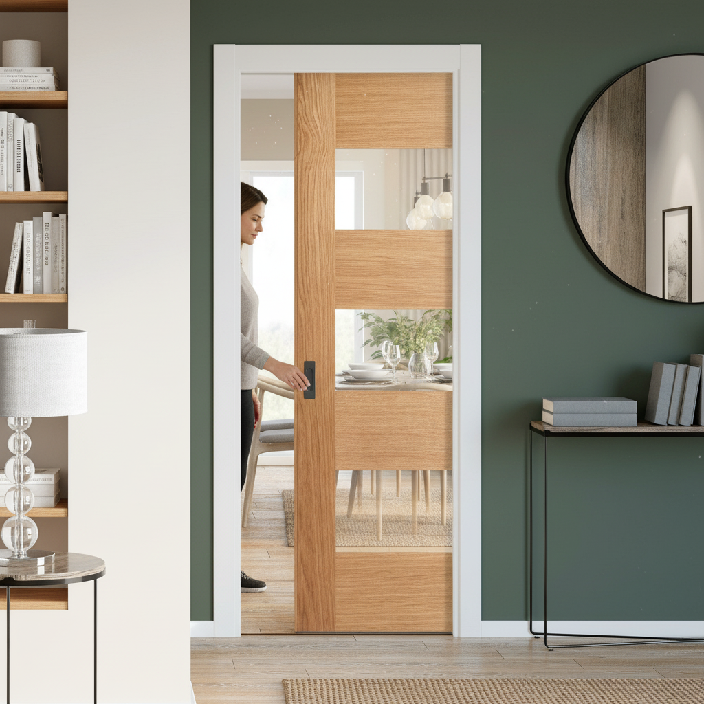 Fully Finished Internal Pocket Door Set with 7 Panels
