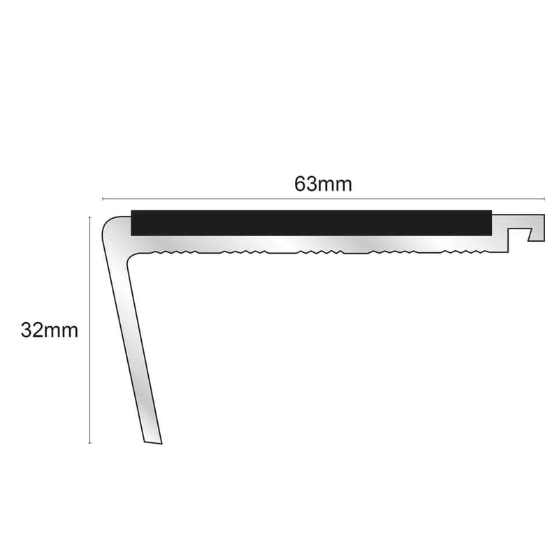 Heavy-Duty 63 x 32mm Stair Nosing Designed for Maximum Grip & Compliance