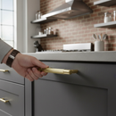 Fluted Medium Round T-Bar Pull Handle - Elegant Satin Gol...