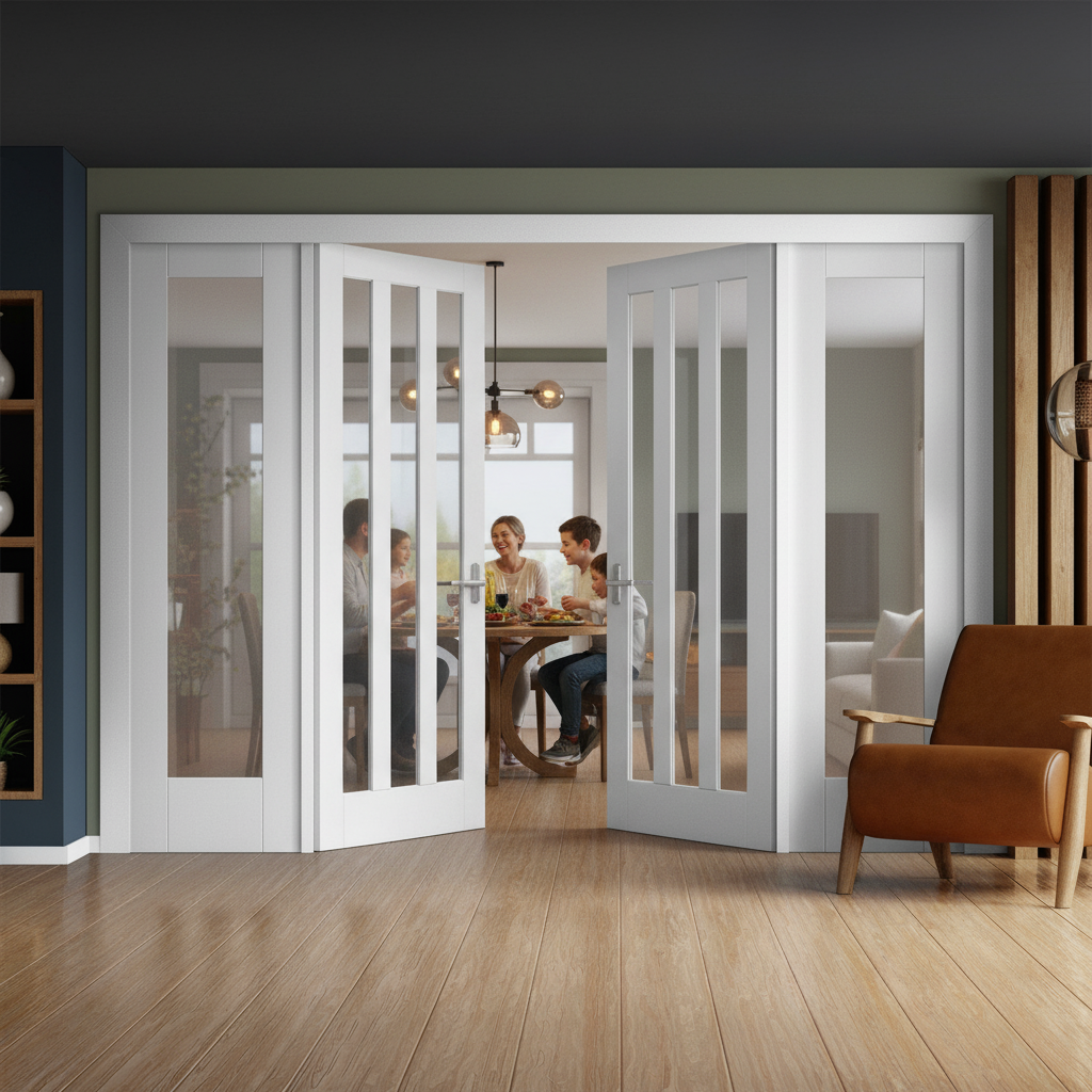 Internal Room Divider Set with Obscure Glass Panels - Ele...