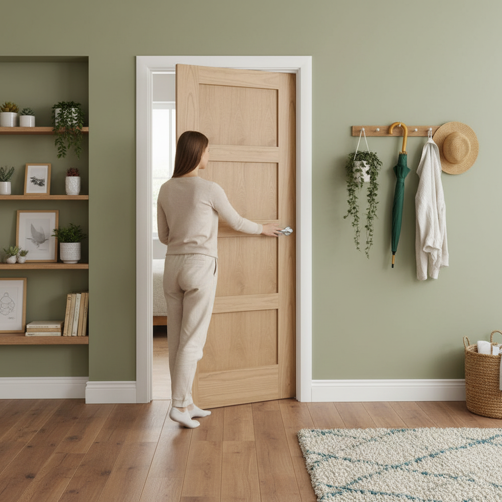 Premium Unfinished Internal Shaker 4 Panel Door with Solid Core and Customizable Finish