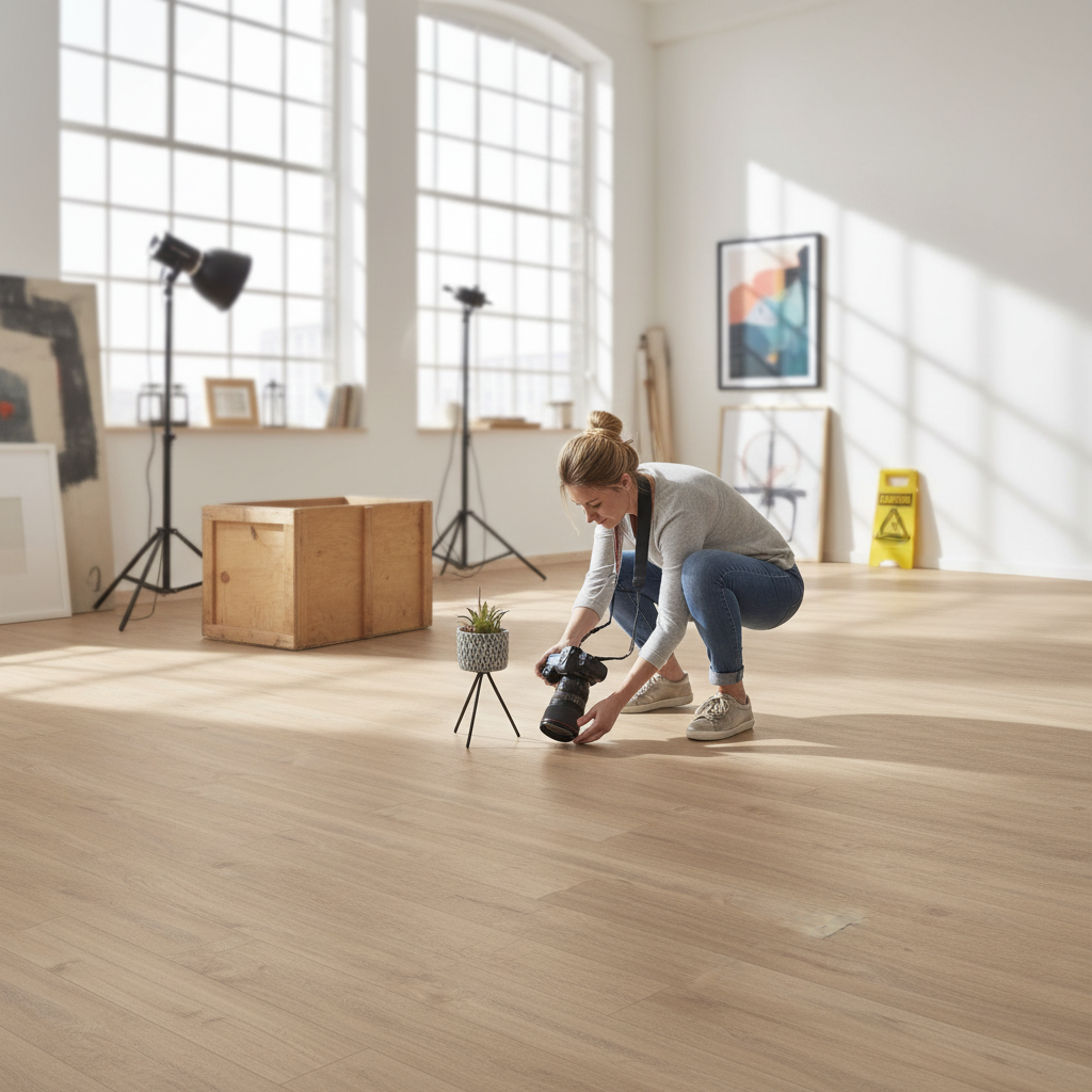 8mm Embossed Laminate Flooring in Khaki Oak - Durable Wat...