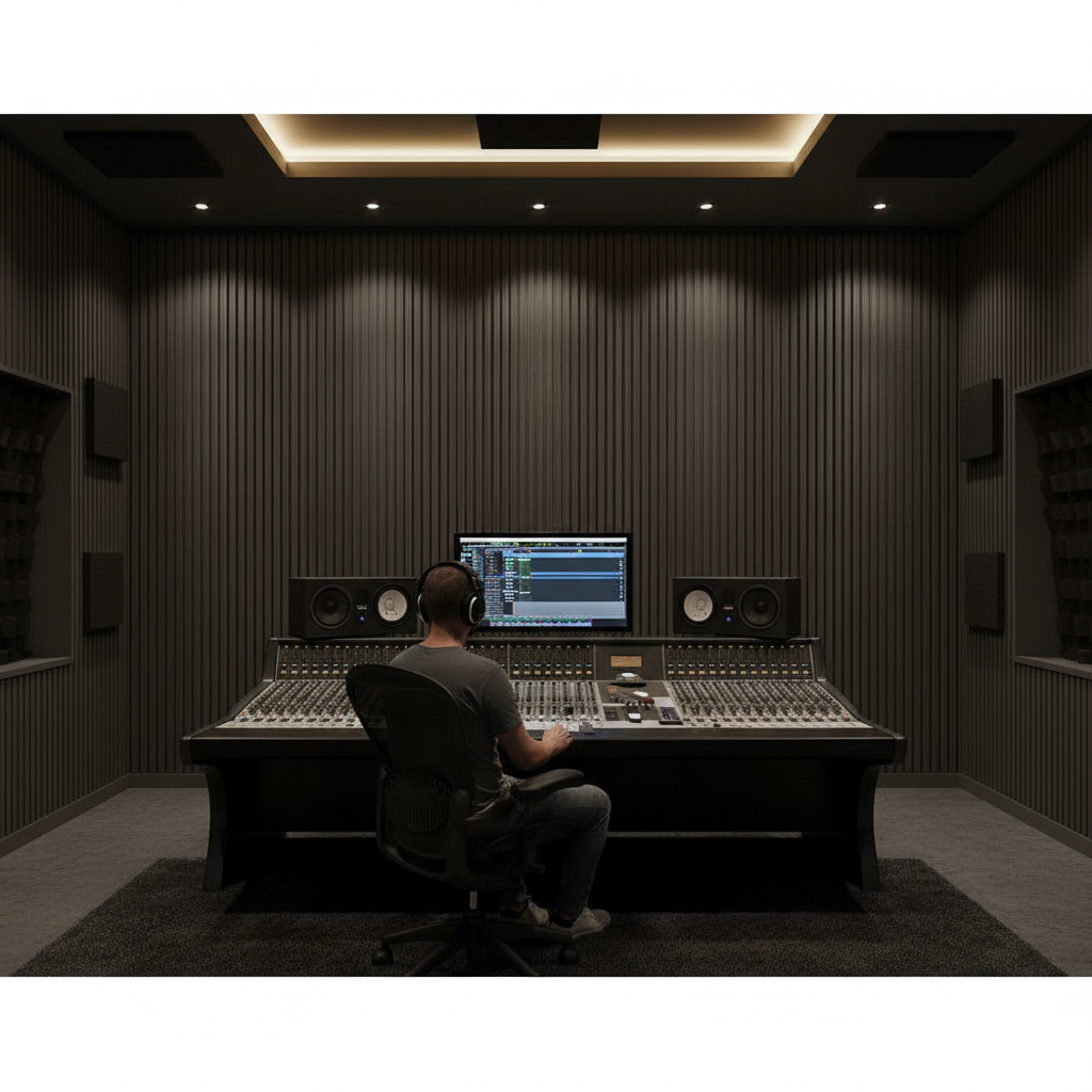 Dark Grey Acoustic Slat Wall Panelling