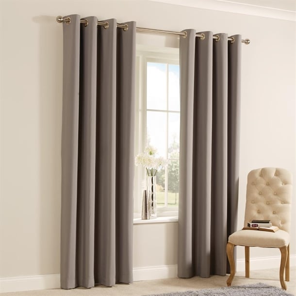 Essentials Smooth Eyelet Curtains Grey