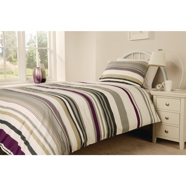 Essentials Madison Stripe Duvet Covers Magenta