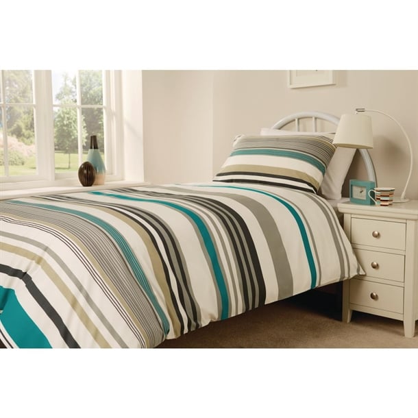 Essentials Madison Stripe Duvet Covers Teal