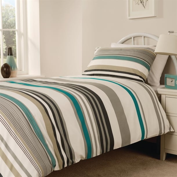 Essentials Madison Stripe Duvet Covers Teal