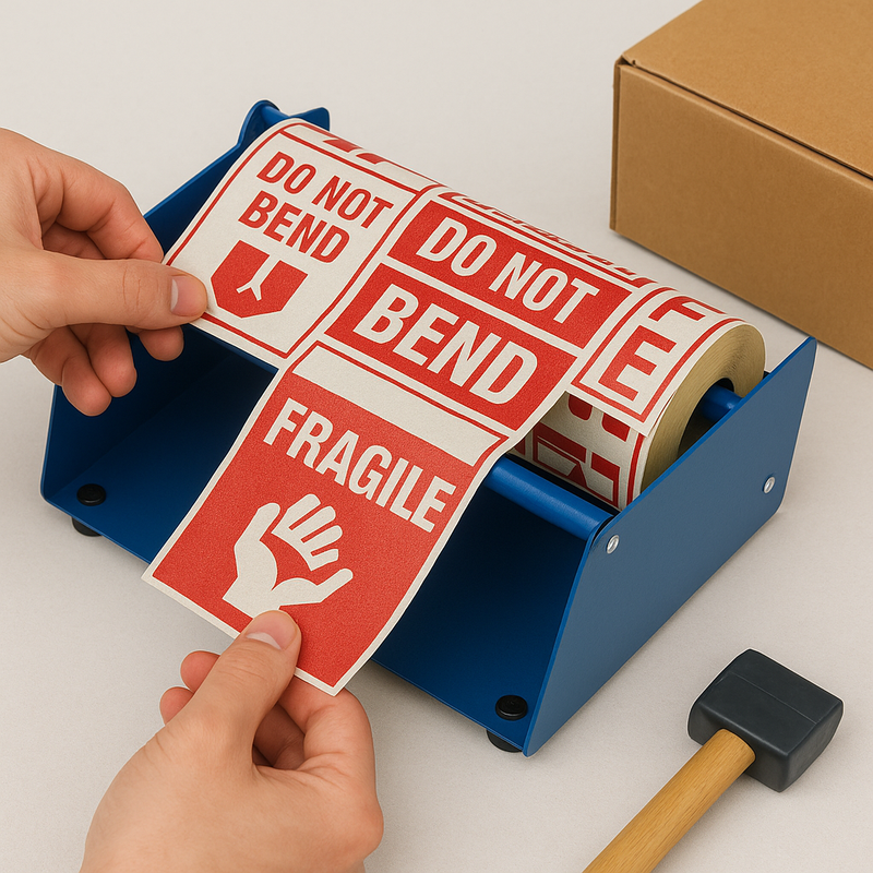 Premium Table Top Label Dispenser Heavy-Duty Anti-Slip Feet 210mm Roll Capacity