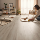 Premium Comfort Luxe Plus 12mm Laminate Flooring in Vanilla Oak with Cork Underlay and 4V Bevel Edge for Easy Installation