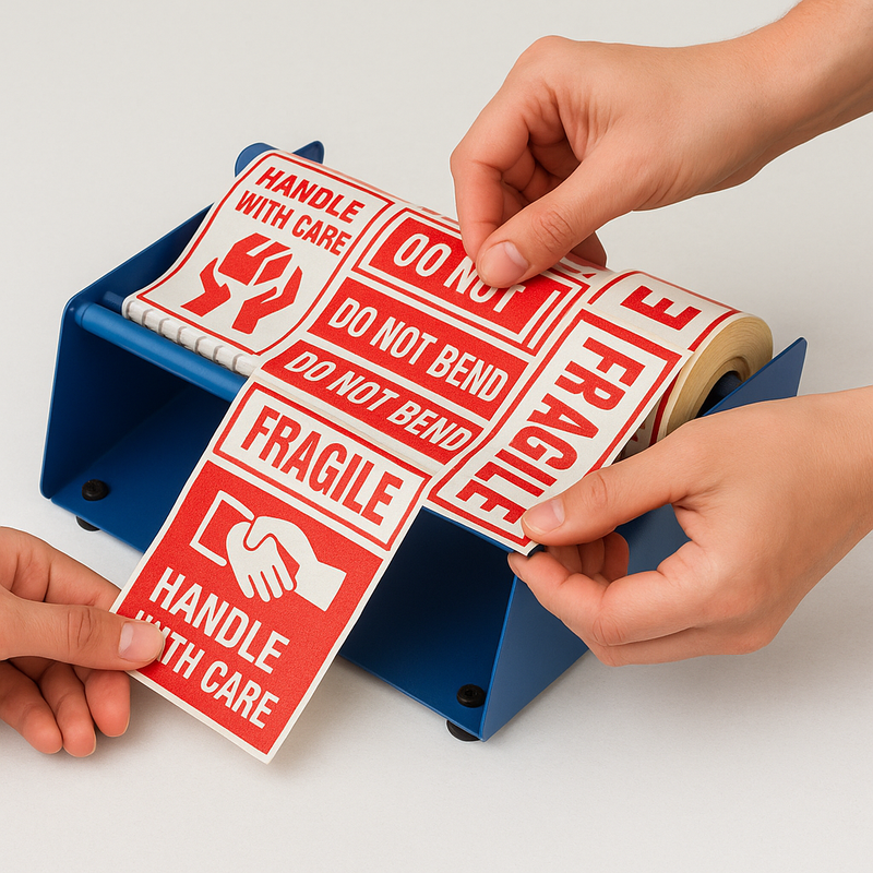 Premium Table Top Label Dispenser Heavy-Duty Anti-Slip Feet 210mm Roll Capacity