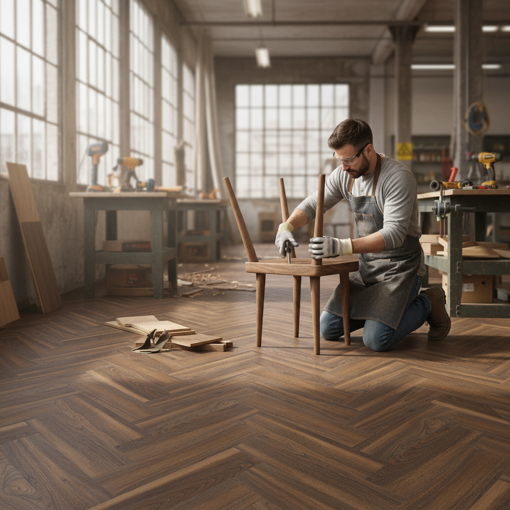 Premium Herringbone Rigid Core Vinyl Flooring 5.5mm with Waterproof Surface and 0.55mm Wear Layer