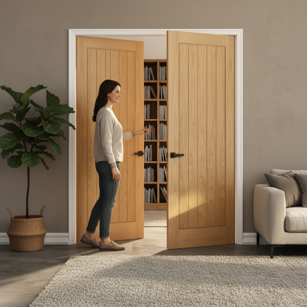 Internal Unfinished Oak Door Pair with Seamless Installation