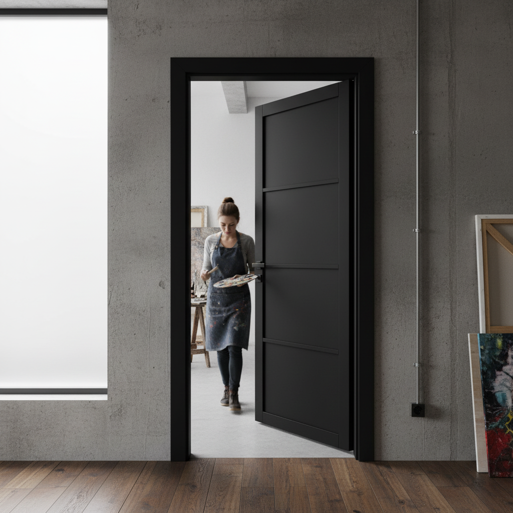 Premium Internal Fully Finished Industrial Studio Door - Custom Made-to-Measure 4 Panel Design for Modern Interiors