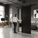 Industrial Studio 5 Panel Door with Matt Black Top Mounte...