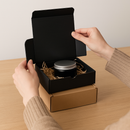 Premium Ecommerce Postal Boxes Black Kraft Inner Peel Seal Closure Easy Open Tear Strip 50 Pack