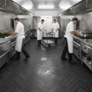 Premium Water-Resistant 8mm Ultra Matt Laminate Flooring - Black Herringbone Design with Click System for Home and Commercial Use