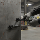 Industrial Round Rose Lever Door Handle Set in Matt Black