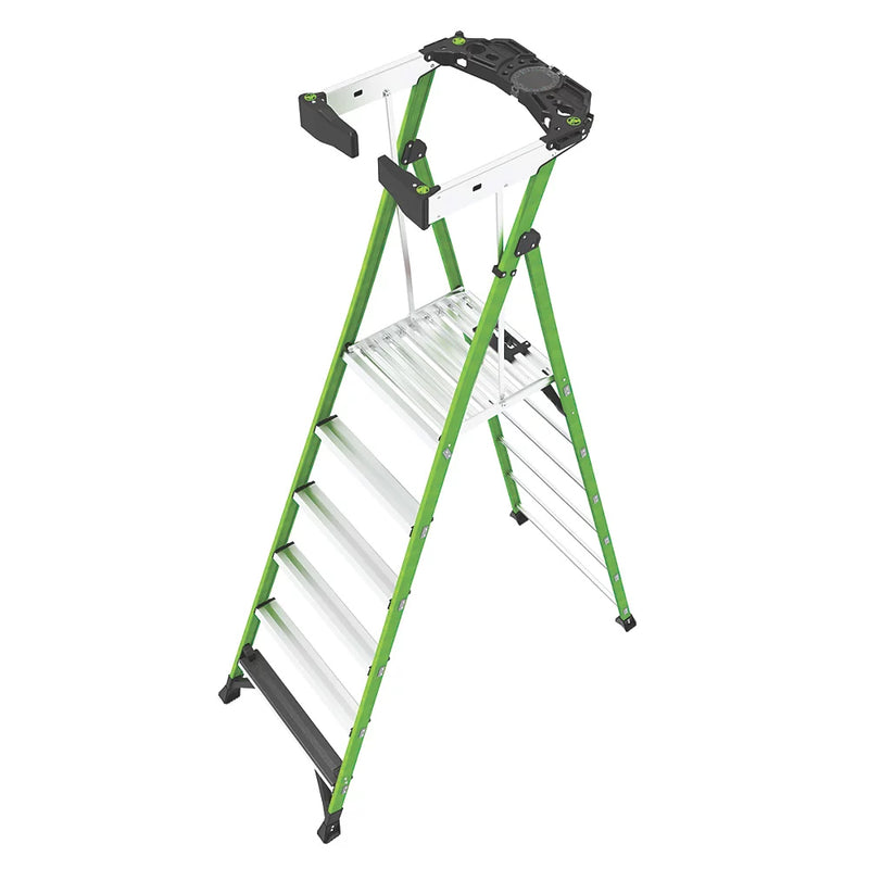 Premium Grade Fibreglass 6-Step Platform Step Ladder For Home Use - 2.57m