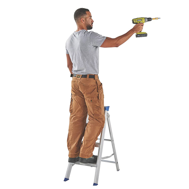 Heavy Duty Aluminium 4-Step Swingback A-Frame Ladder For Home Use - 0.85m