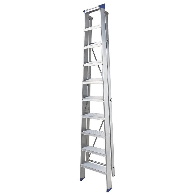 Industrial Grade Aluminium 10-Step Swingback A-Frame Ladder For Commercial Use