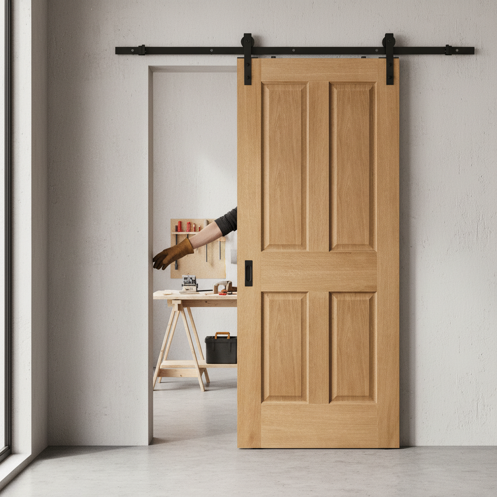 Unfinished Traditional Victorian 4 Panel Sliding Door