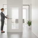 White Primed Internal Door with Ocean Glass Pane | Textured Finish | Trimmable