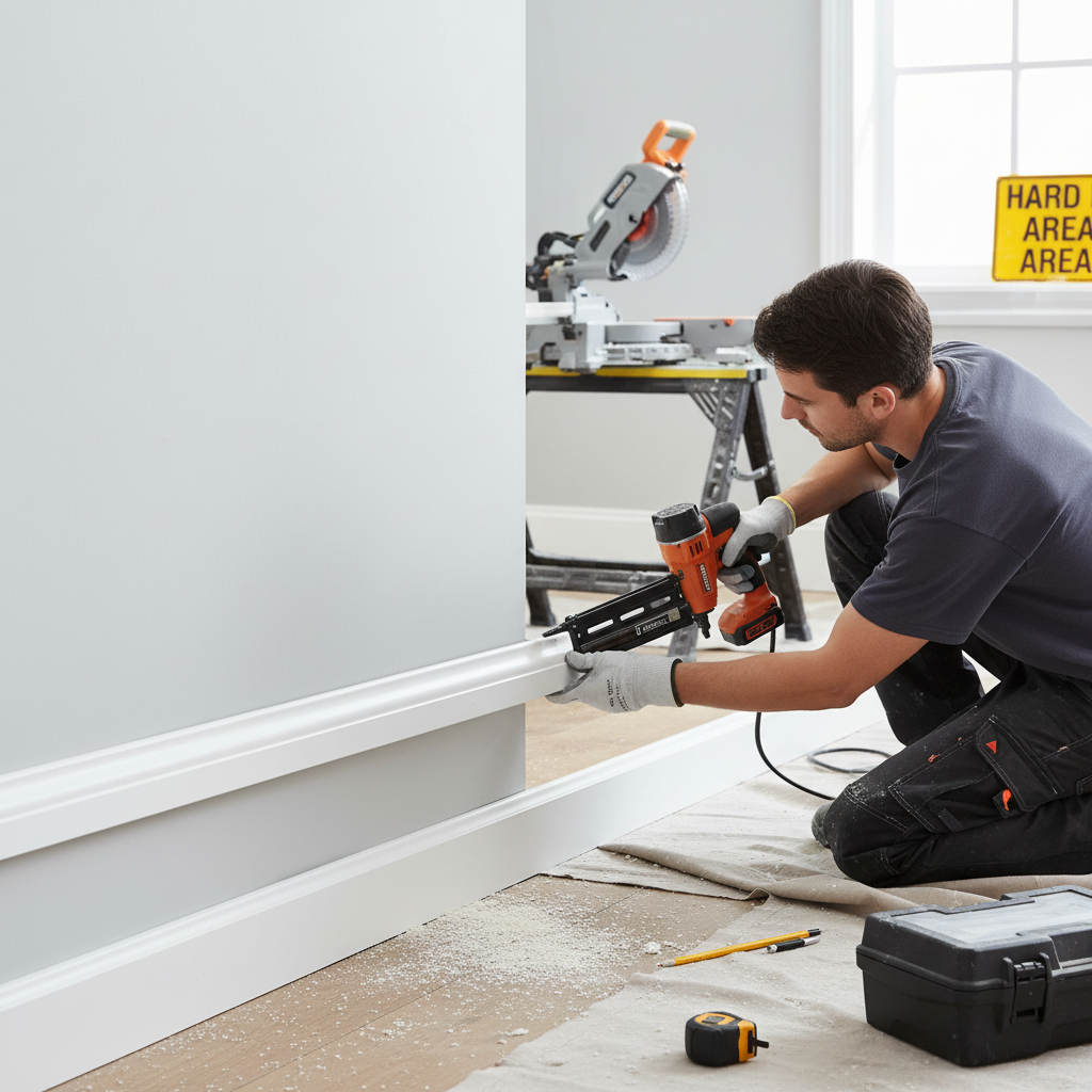 Premium Decorative Large Base Moulding - 2.4m Length with 14.22mm Thickness for Contemporary Room Finish