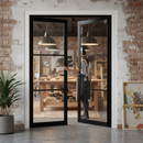 Industrial Studio 3 Light Fully Finished Black Pair Door