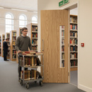 Premium Flush Oak 18G Fire Rated Door with 30-Minute Fire Protection and Clear Glazing