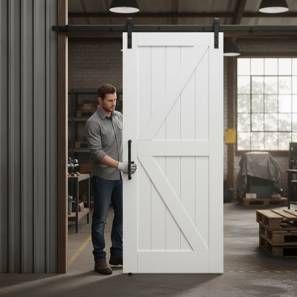 White Internal Primed Barn FLB Sliding Door