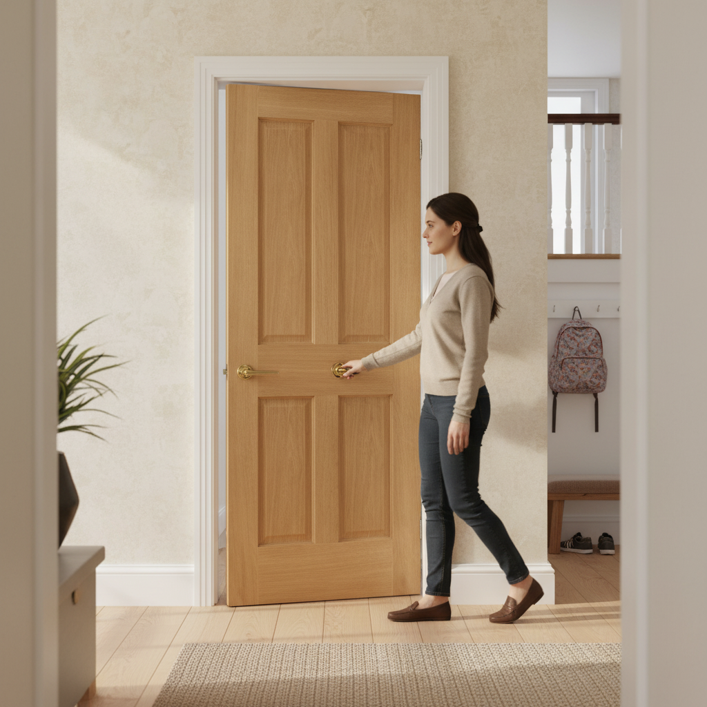 Premium Made-to-Measure Internal Oak Door with 4 Panels - Bespoke Unfinished Design for Custom Interiors
