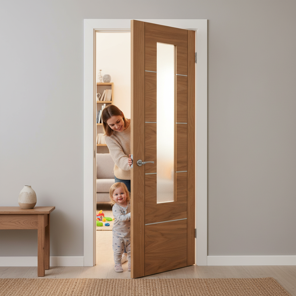 Internal Oak Fully Finished Door with Clear Glass Pane